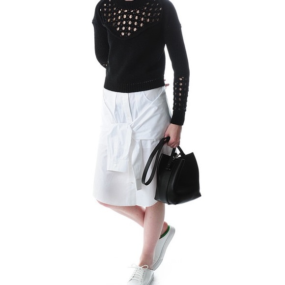 3.1 Philip Lim Crewneck Pullover With Engineered Pointelle Stitch Size Medium - Picture 2 of 10